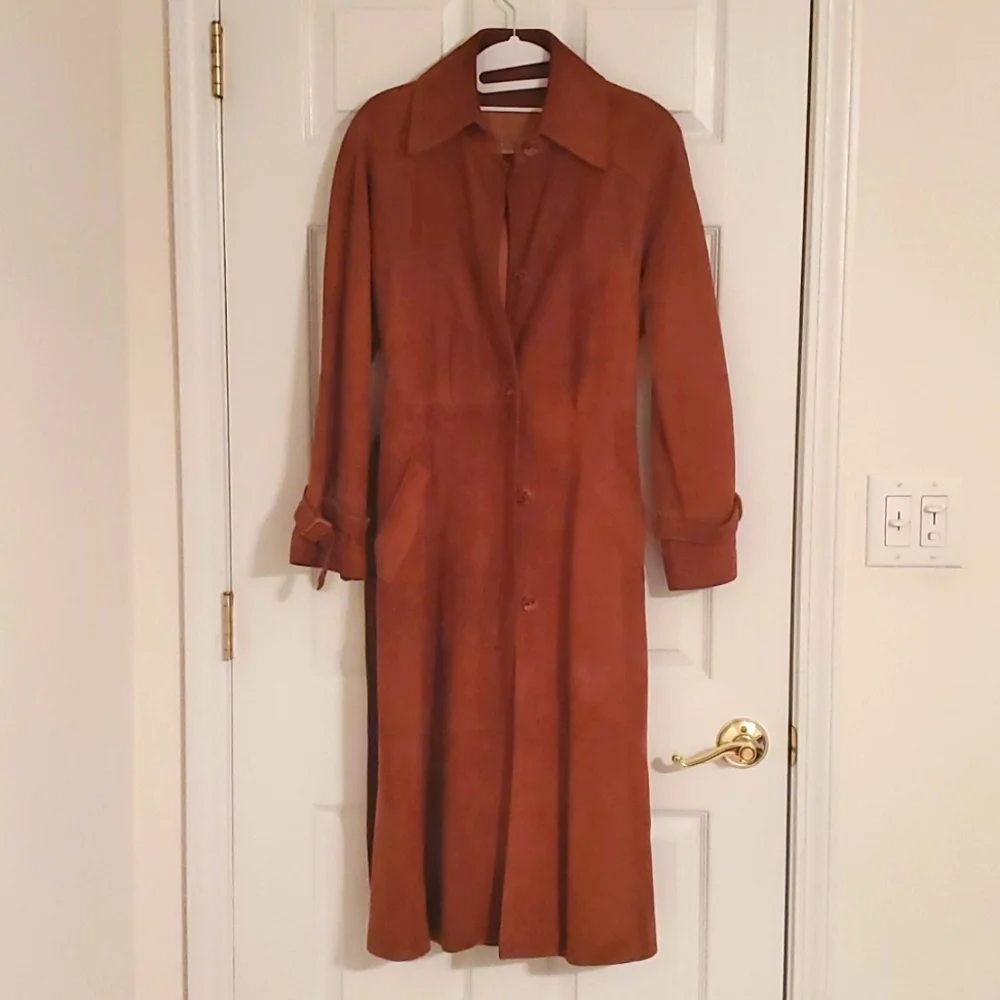 TFC Women's Belted Suede Trench Coat - Picture 1 of 16